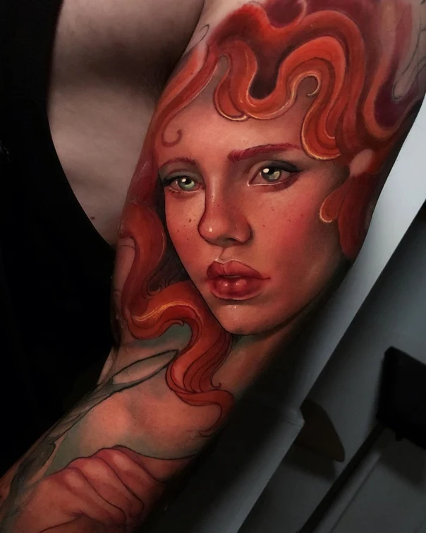 Realism Portrait tattoo on Full Sleeve