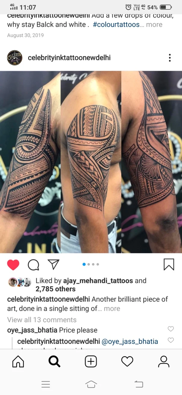 Tribal Geometric patterns, Lines tattoo on Full Sleeve