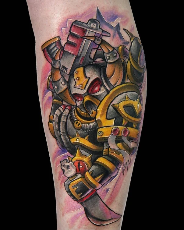 Нью-скул Warrior, Skull tattoo на Икра