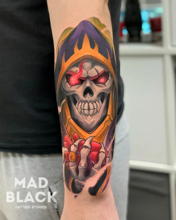 Аниме Skull, Fantasy tattoo на Предплечье