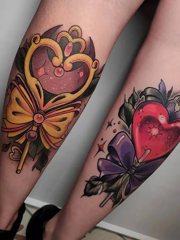 female color neo traditional Tatuaggio su calf #45451 | Tatuatore Елена Апасова