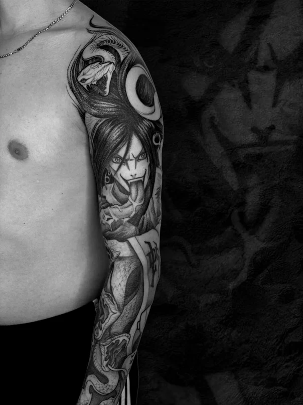 Аниме Snake, Character tattoo на Полный рукав