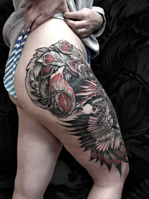 female color neo traditional Tatuaggio su thigh #45596 | Tatuatore L.E.A.ink Lomova Ekaterina