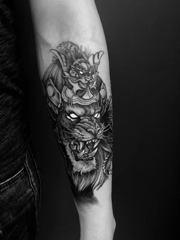 black and grey japanese Tatuaggio su forearm #45591 | Tatuatore L.E.A.ink Lomova Ekaterina