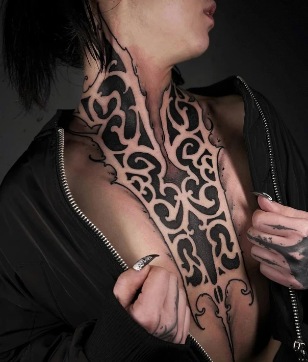 Блэкворк Ornamental, Abstract tattoo на Шея