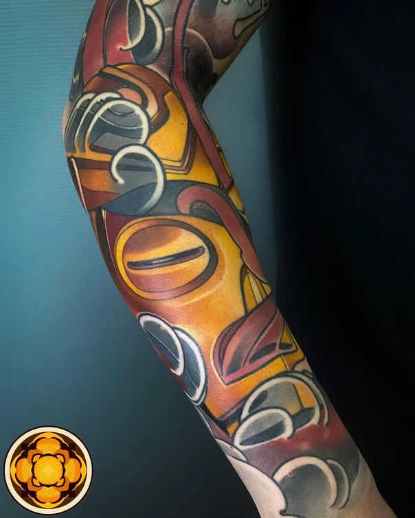 Абстрактная Abstract shapes tattoo на Полный рукав
