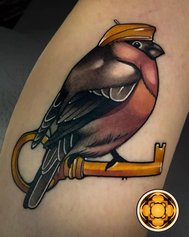 Иллюстративная Bird, Key tattoo на Предплечье