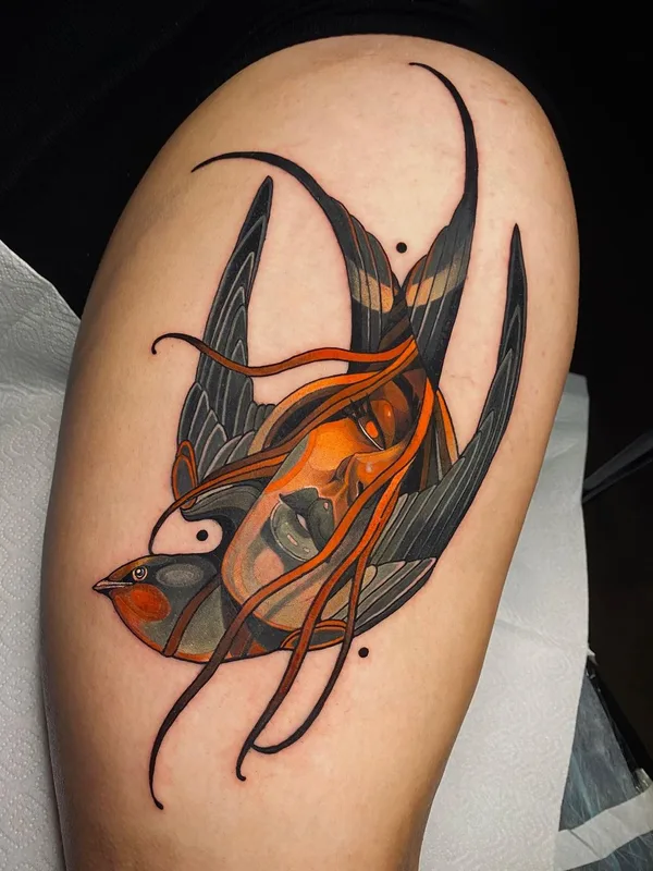 color neo traditional Tatuagem em thigh #45843 | Tatuador Жан Поль Марат