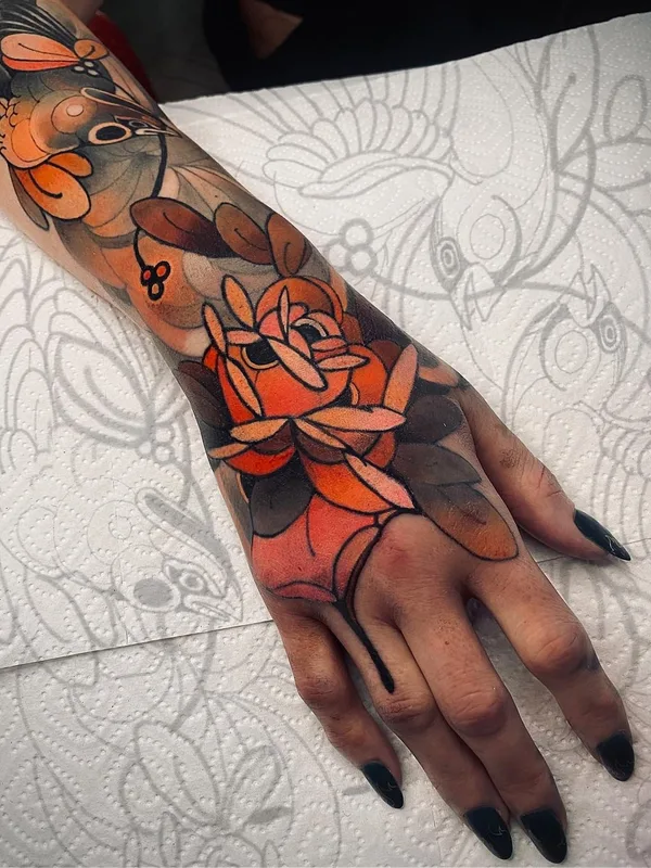color japanese Tatuagem em hand #45847 | Tatuador Жан Поль Марат