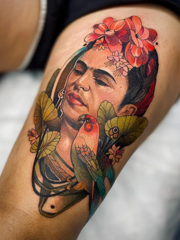 female color realism Tatuagem em thigh #45840 | Tatuador Жан Поль Марат