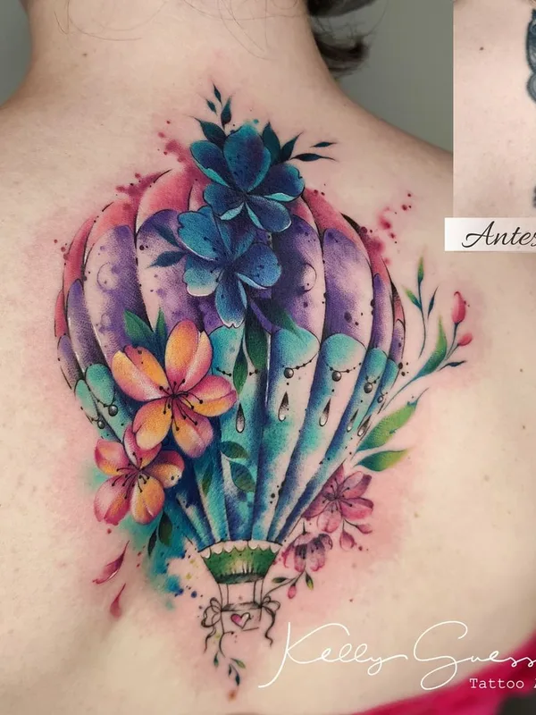 female color watercolor татуировка на upper back #45864 | Тату мастер Kelly Guesser