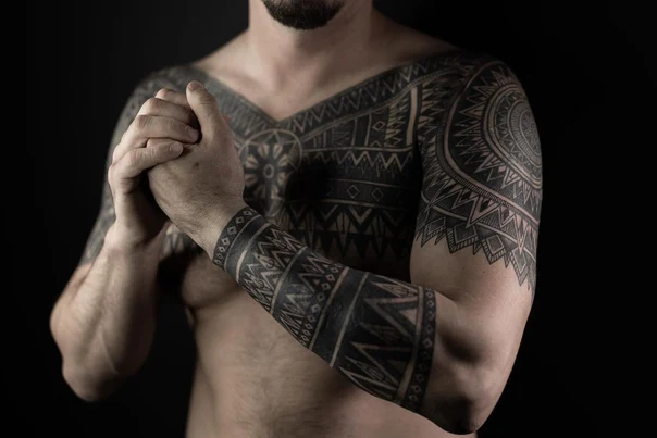 Tribal Geometric, Ornamental tattoo on Full Sleeve