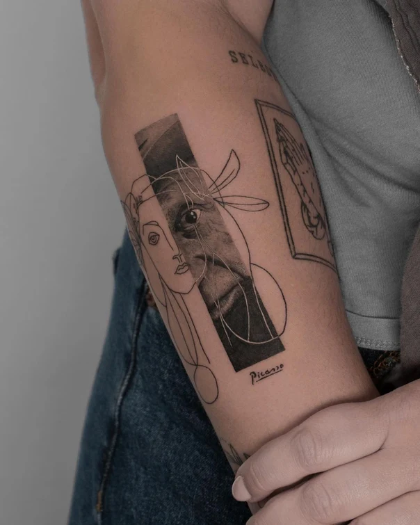 Sketch Face, Portrait tattoo on Forearm