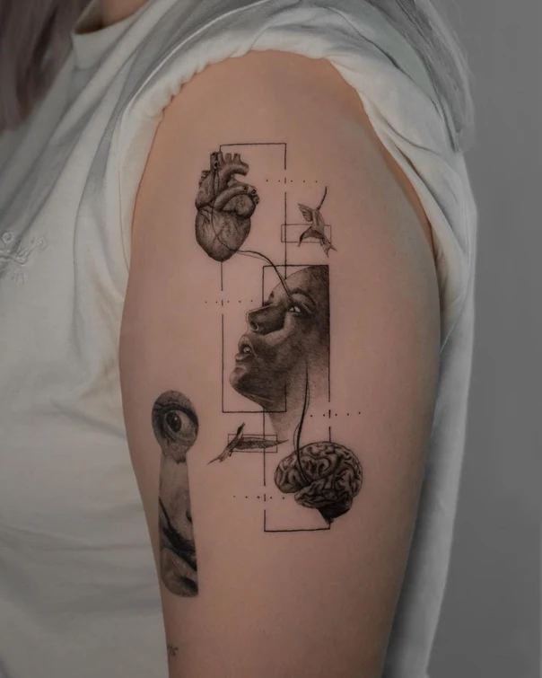 Realism Anatomy, Eye tattoo on Upper Arm
