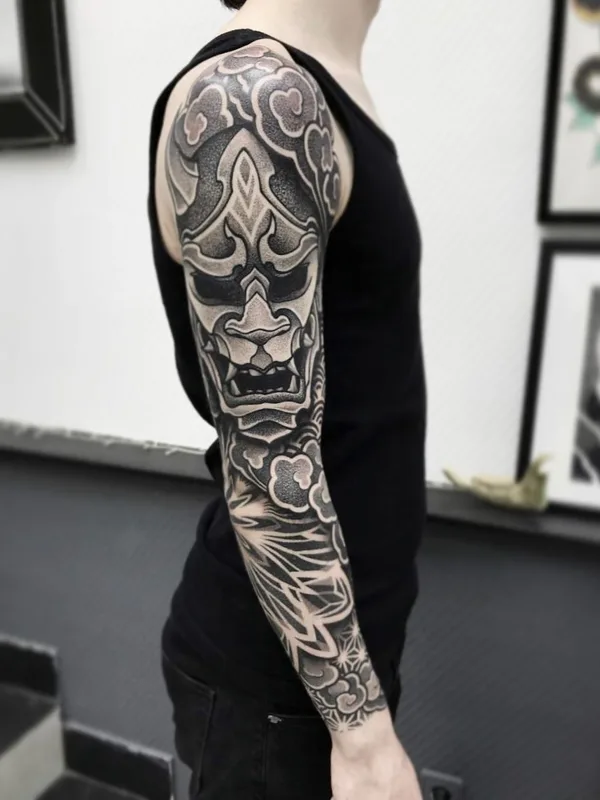black and grey japanese Tatuaggio su full sleeve #45990 | Tatuatore Никита Шероухов