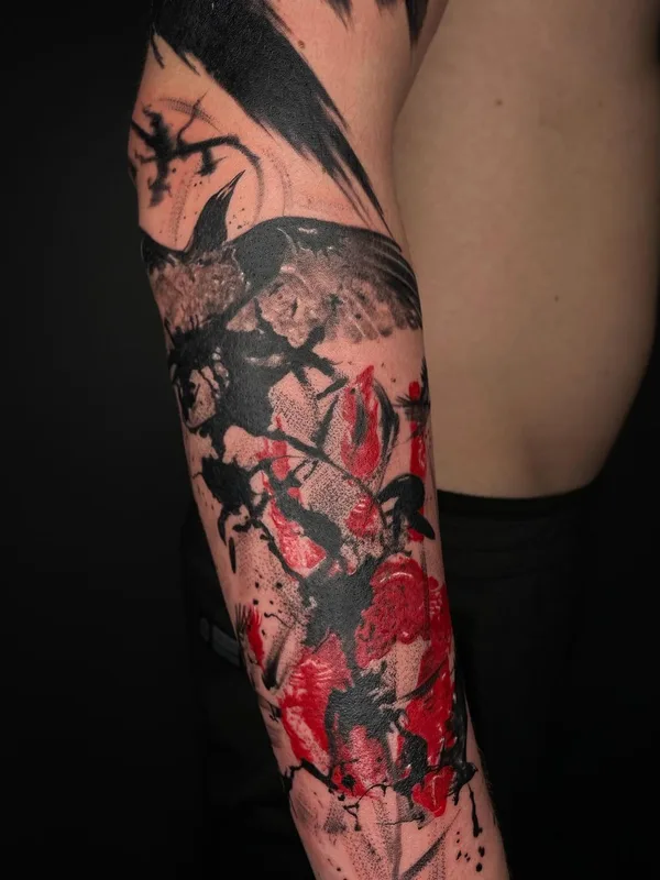 color abstract tattoo auf full sleeve #46015 | Tätowierer Микаэл