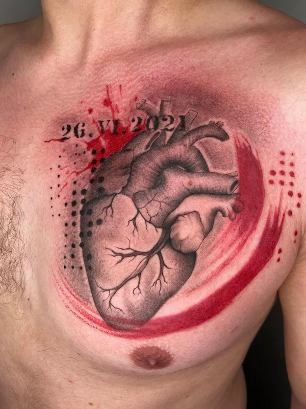 male color realism tattoo auf chest #46010 | Tätowierer Микаэл