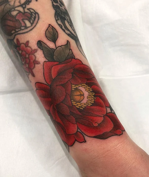 Traditional Flower tattoo on Forearm