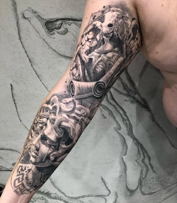 Realism Mythological, Horse tattoo on Full Sleeve