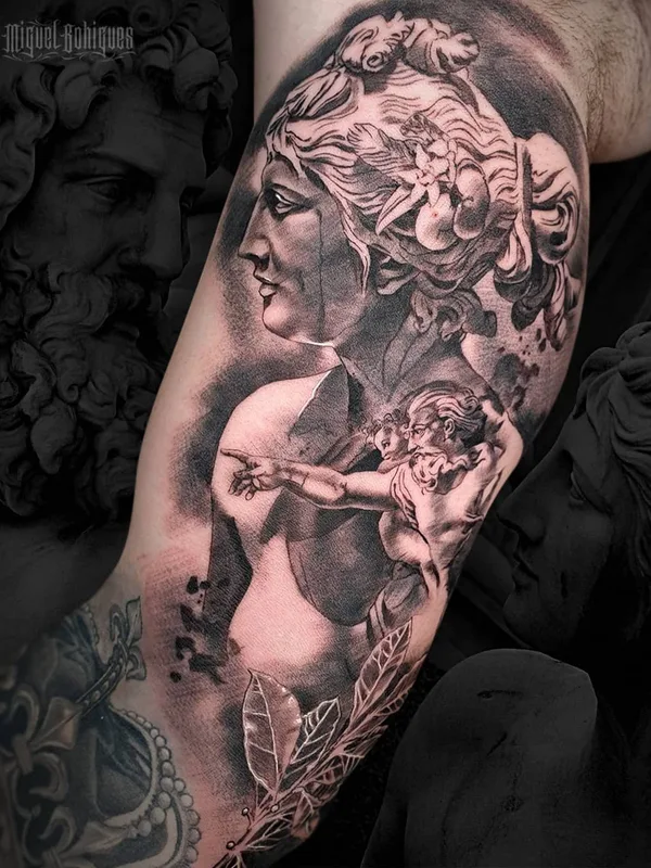 black and grey realism tattoo on upper arm #46167 | Tattoo Artist Miguel Bohigues