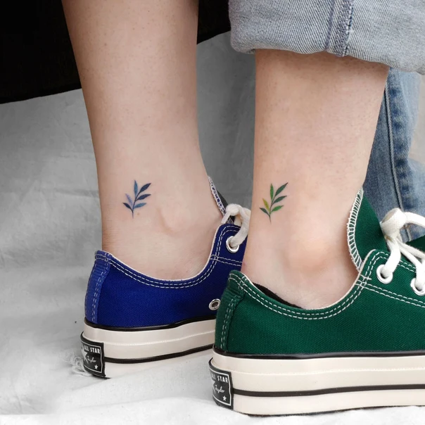 Botanic Leaf tattoo on Ankle