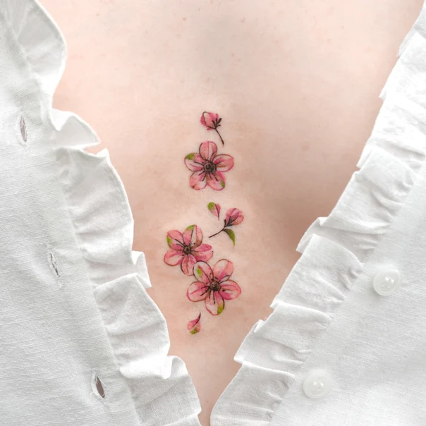 Botanic Flowers, Cherry blossoms tattoo on Chest