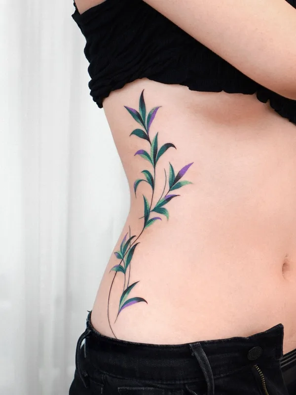 female color botanic 纹身 在 side #46301 | 纹身师 Eden