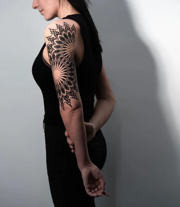 Ornamental Mandala, Geometric tattoo on Upper Arm