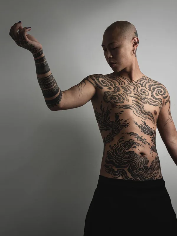 male black blackwork татуировка на full body #46351 | Тату мастер Arang eleven
