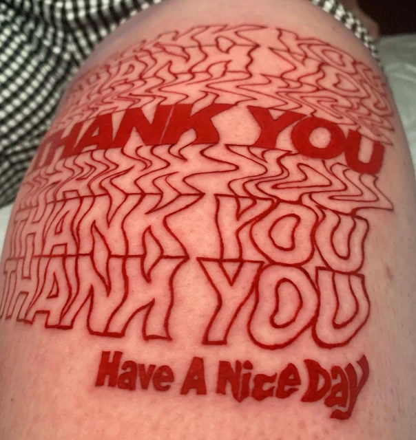 Lettering Text tattoo on Thigh