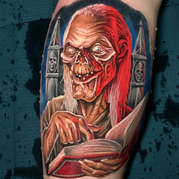 Realism Skull, Book tattoo on Forearm