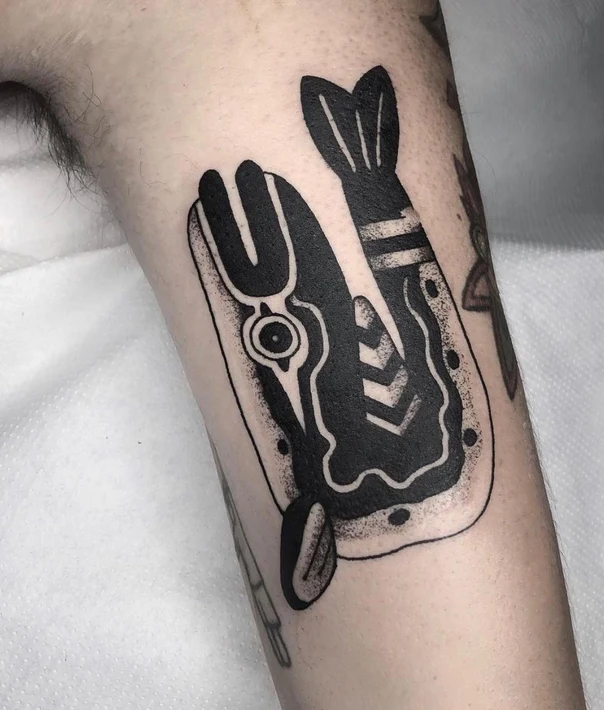 Blackwork Fish tattoo on Forearm