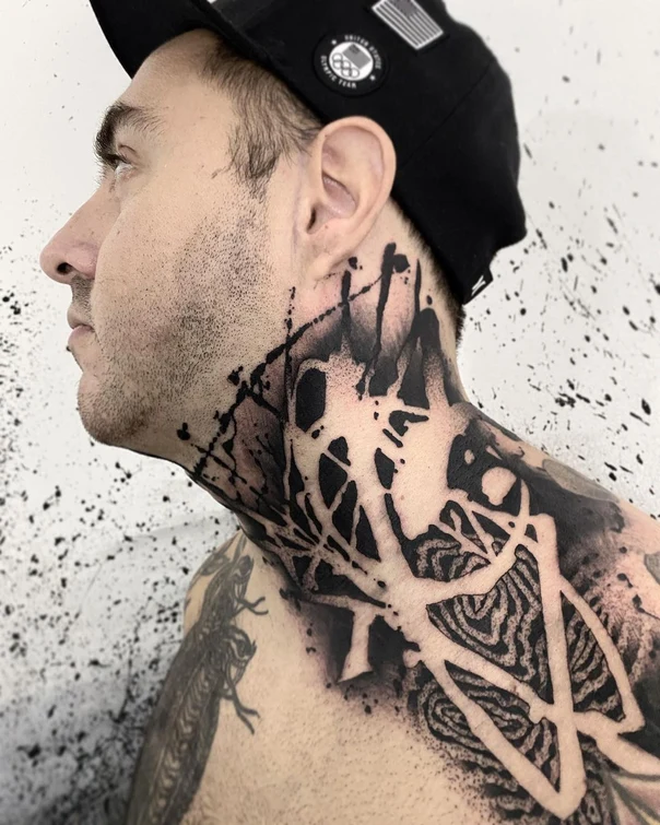 Blackwork Abstract tattoo on Neck