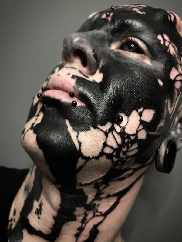 black blackout Tatuagem em face #46412 | Tatuador El Cuero Miller 
