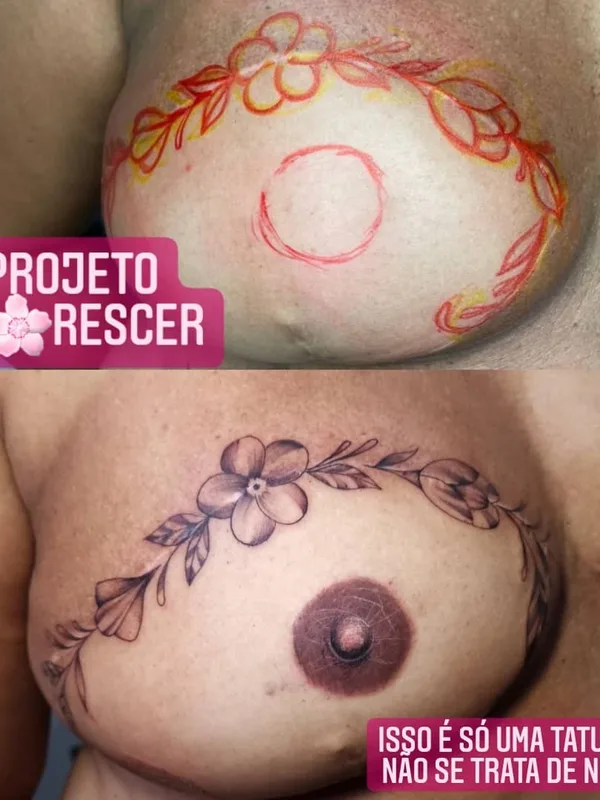 female black and grey botanic татуировка на chest #46460 | Тату мастер Rodrigo Catuaba