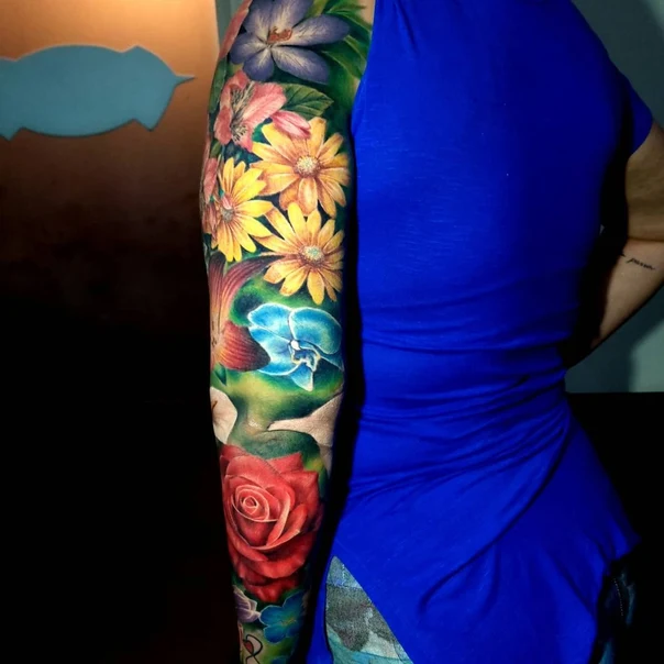 Realism Flowers, Rose tattoo on Full Sleeve