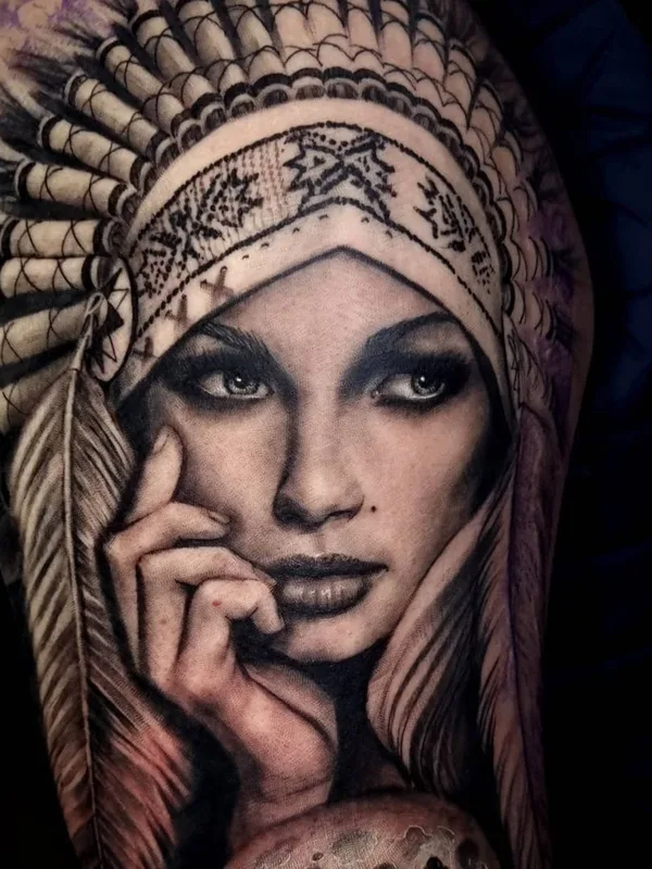female black and grey realism татуировка на upper arm #46463 | Тату мастер Rodrigo Catuaba