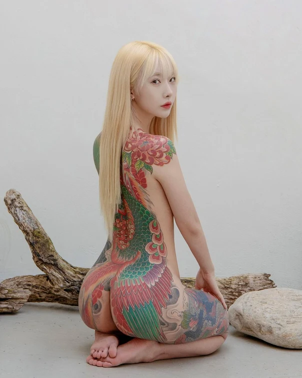 Japanese Phoenix, Floral tattoo on Full Back