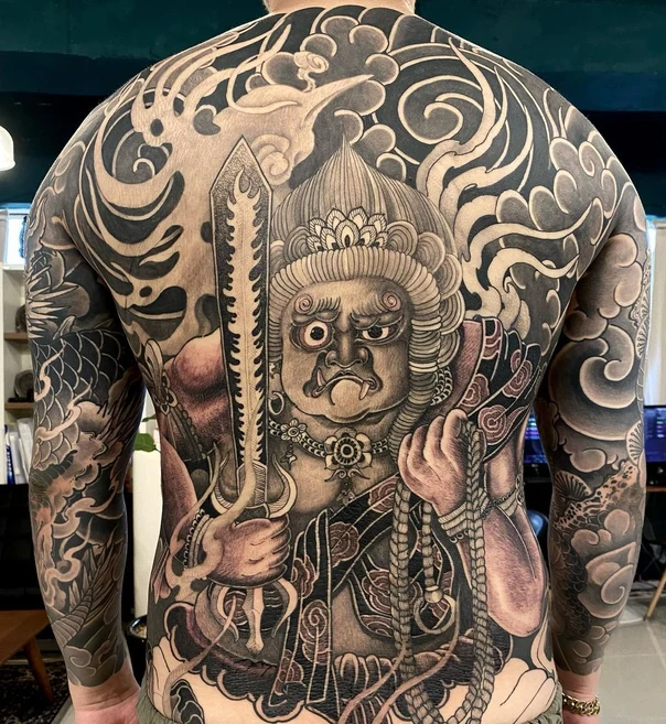 Japanese God, Clouds tattoo on Full Back