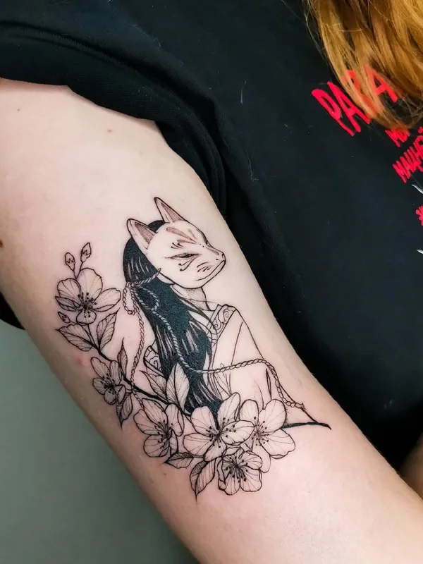 female black and grey japanese tattoo auf forearm #59975 | Tätowierer Алина Ашарчук