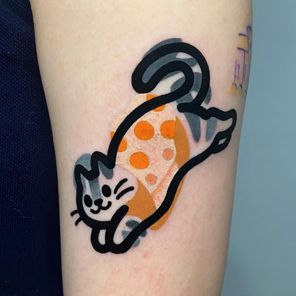 Cartoon Cat tattoo on Forearm