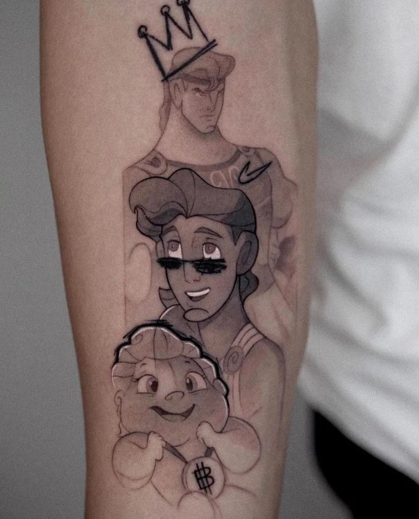 Sketch Character, Crown tattoo on Forearm