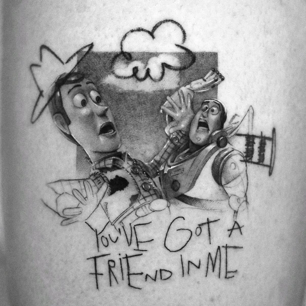 Sketch Cartoon, Lettering tattoo on Forearm