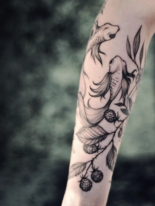 black and grey fineline 纹身 在 forearm #60225 | 纹身师 Ирина Шатилова