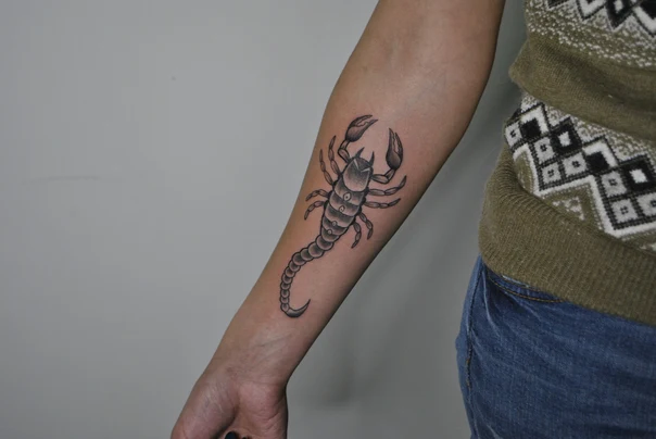 Black & Grey Scorpion tattoo on Forearm