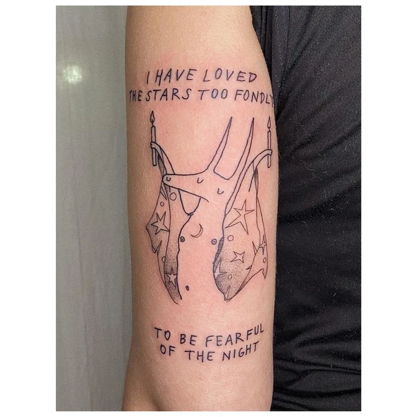 Linework Stars, Moon tattoo on Forearm