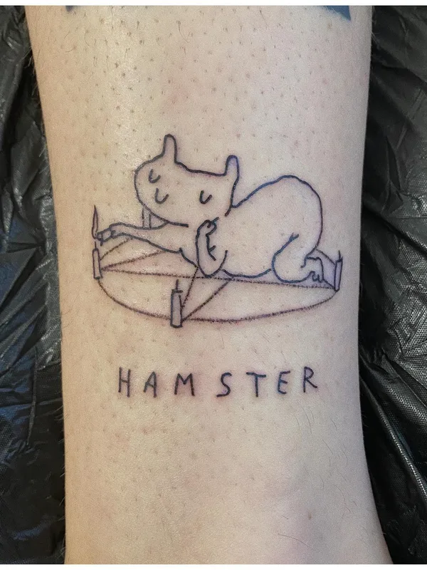 black linework tatuaje en calf #60364 | Tatuador Bowser