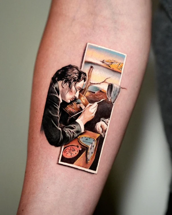 Realism Figure, Clock tattoo on Forearm