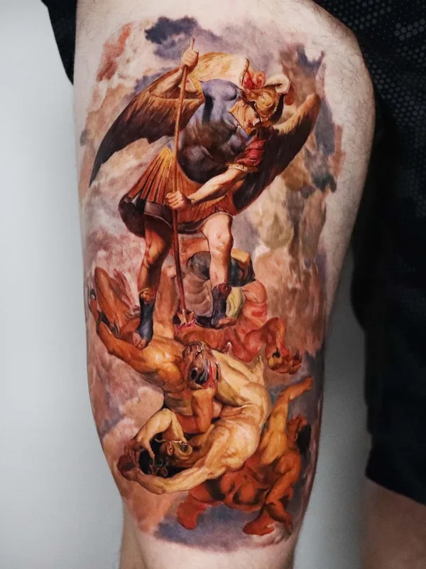 color realism Tatuaggio su thigh #60812 | Tatuatore EunB
