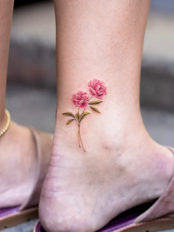 female color watercolor tattoo auf leg #60952 | Tätowierer Pokhy